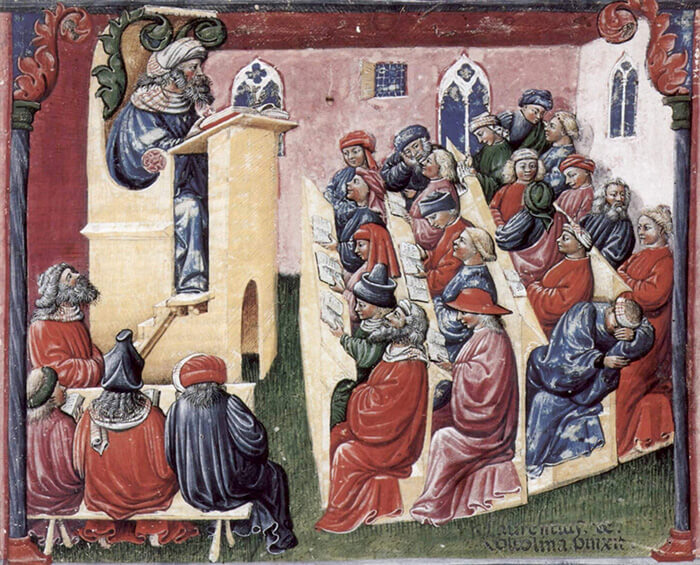 Laurentius de Voltolina - Illustration of classroom in 14th century